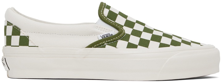 Photo: Vans Green Classic Slip-On Checkerboard Sneakers