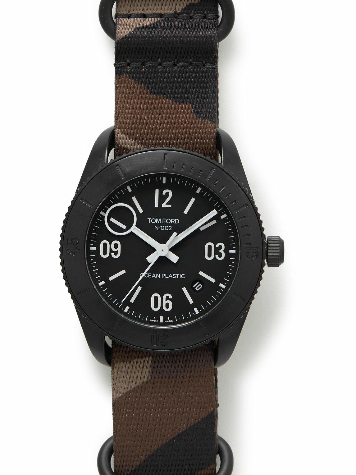 Photo: TOM FORD Timepieces - 002 43mm Stainless Steel and Recycled-Canvas Jacquard Watch