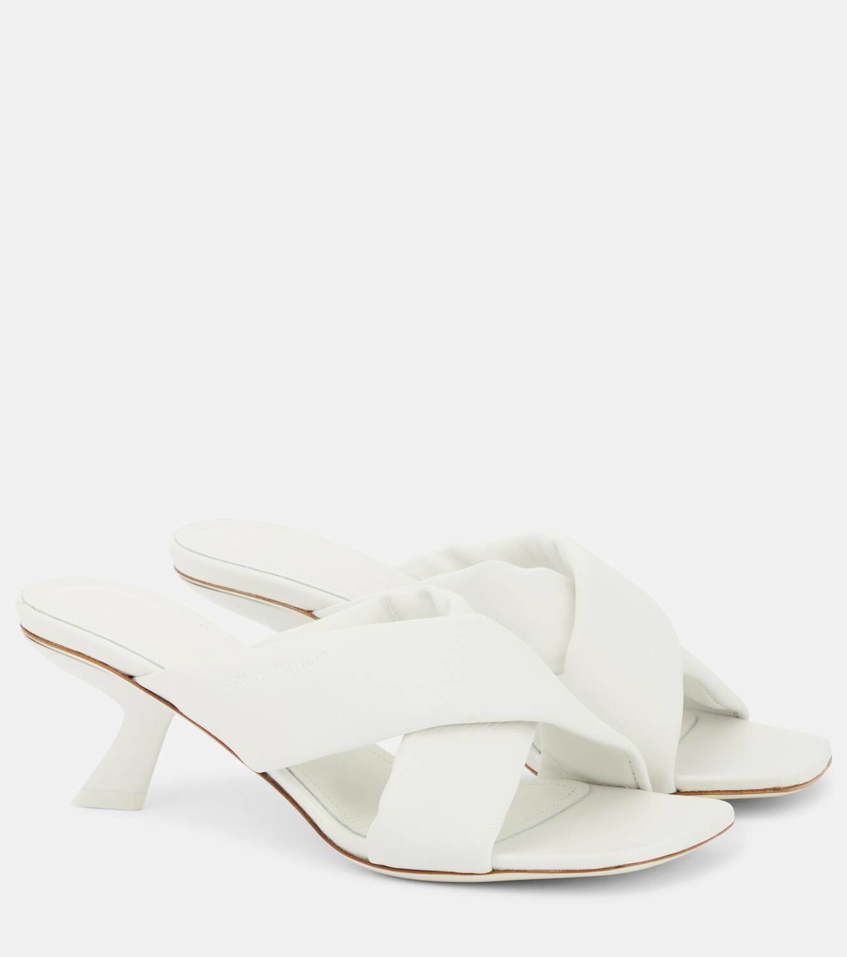 サンダル・ミュール FERRAGAMO Mules 'Tot 55' white Ferragamo Aludra 55 leather mules Salvatore Ferragamo