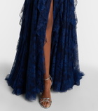 Costarellos Embellished halterneck lace gown