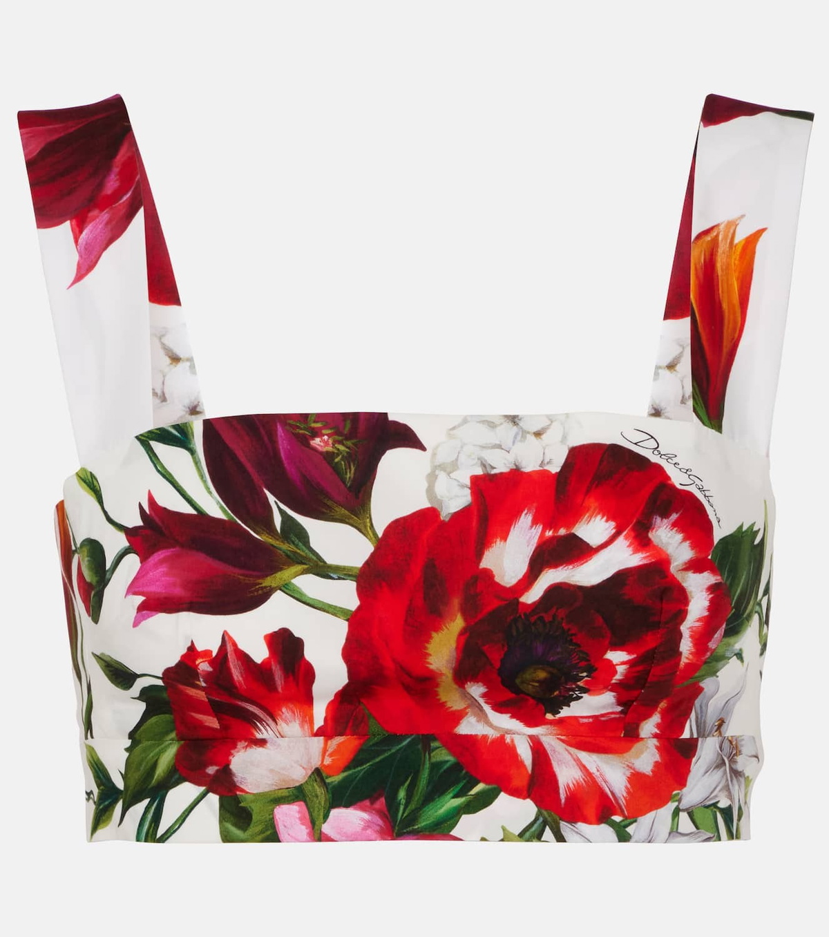 Dolce&Gabbana Floral cotton poplin bra top