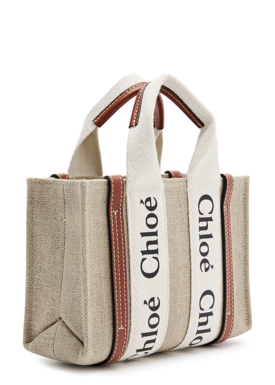 Chloe Woody Mini Canvas Tote - White - One Size