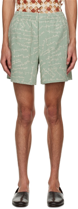 Photo: Bode Green Powder Shorts