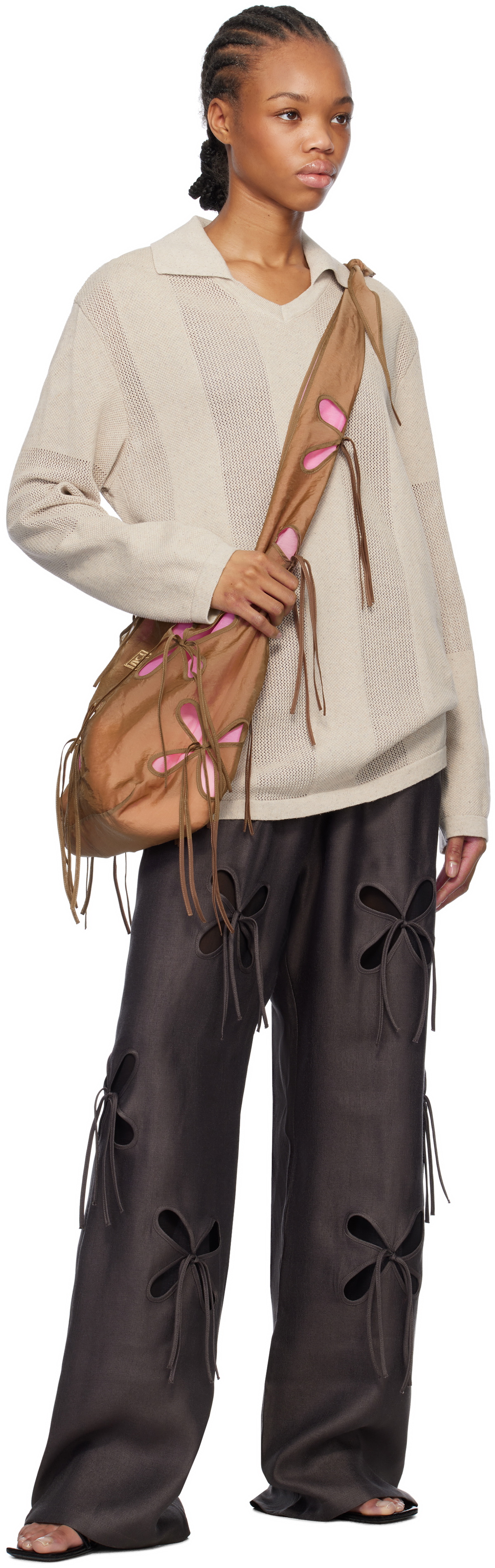 J.Kim Brown & Pink Chilla Petal Bale Bag