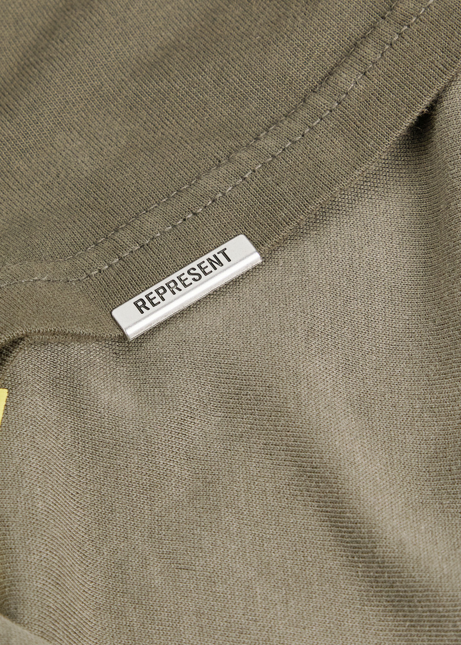 Represent Patron Of The Club Printed Cotton T-shirt Olive Represent