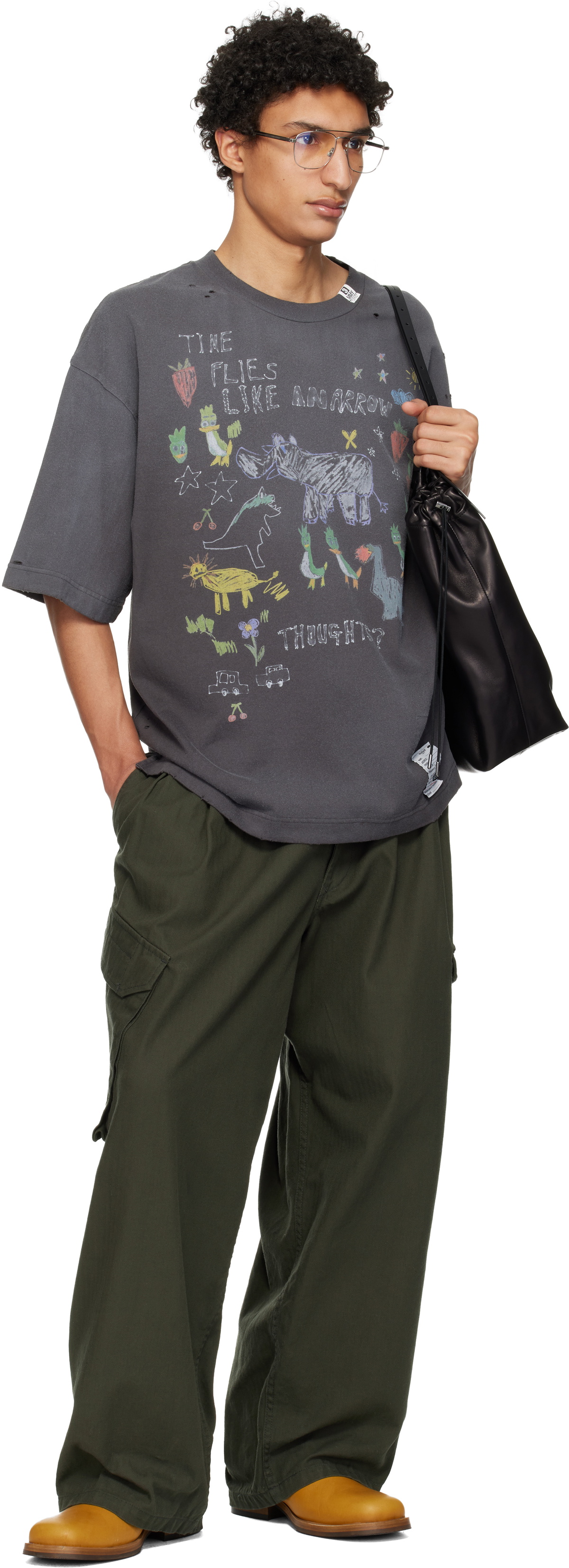 Maison MIHARA YASUHIRO Gray Kids Doodle Printed T-shirt