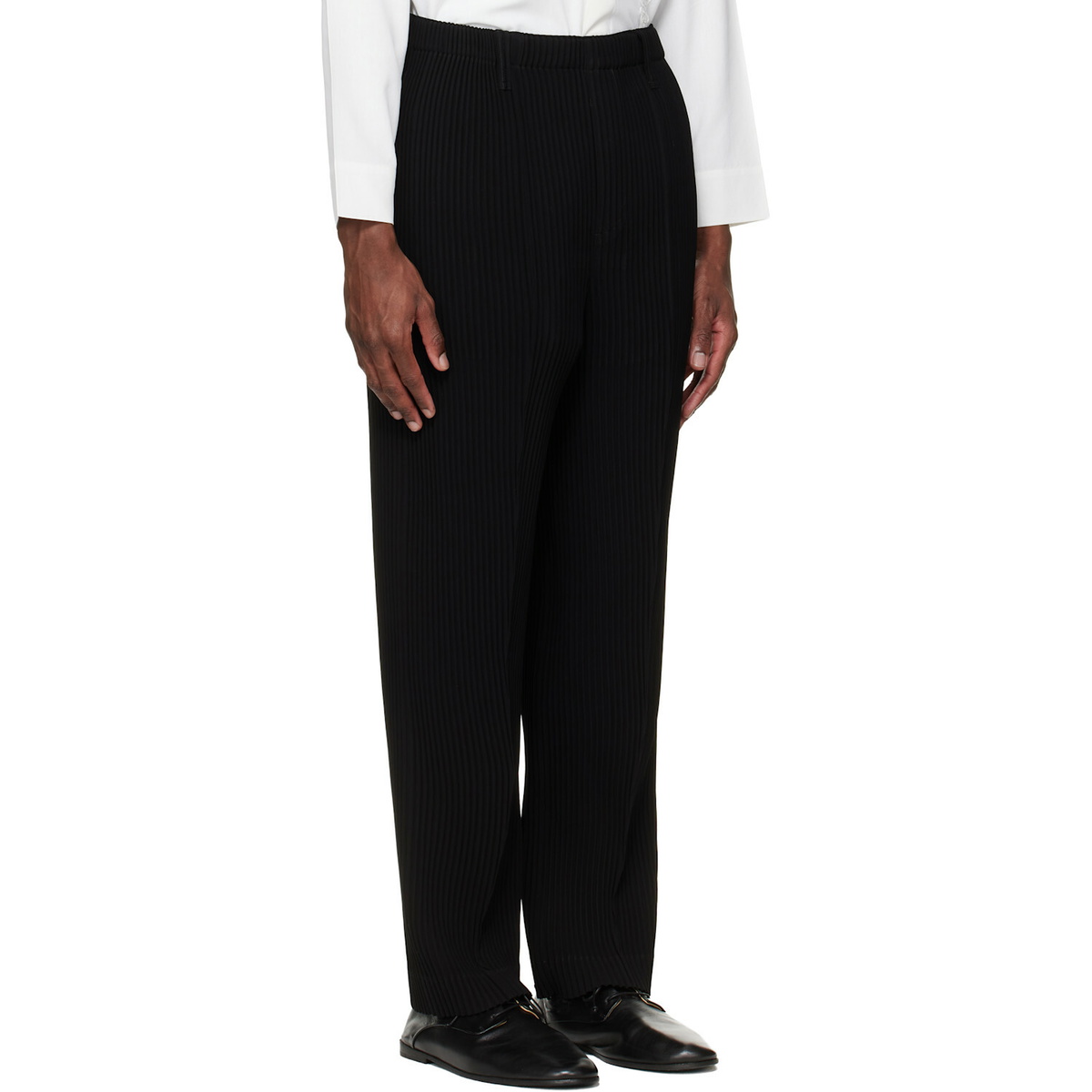 HOMME PLISSÉ ISSEY MIYAKE Black Tuxedo Pleats Trousers