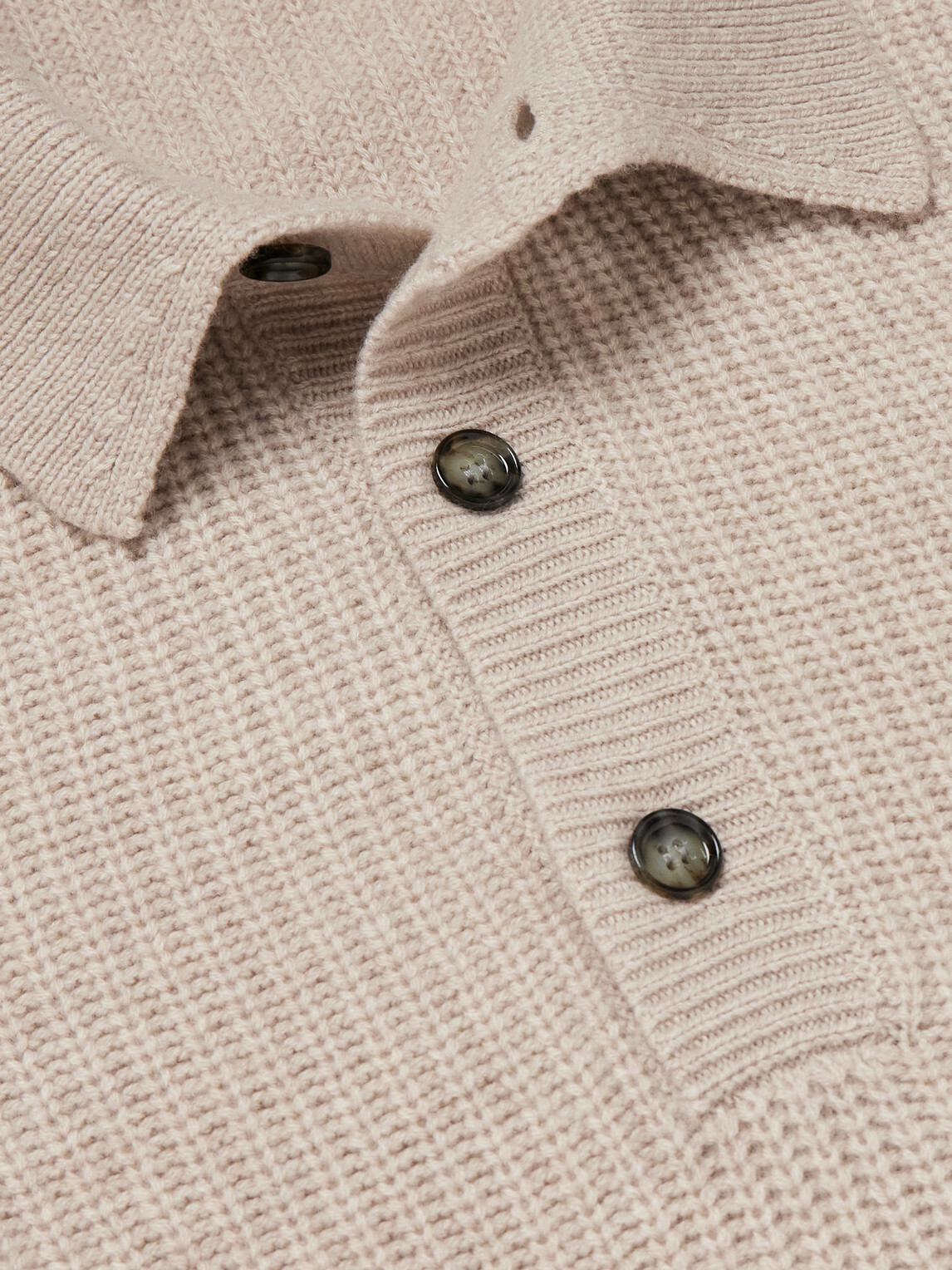 Allude - Ribbed Virgin Wool and Cashmere-Blend Polo Sweater - Neutrals