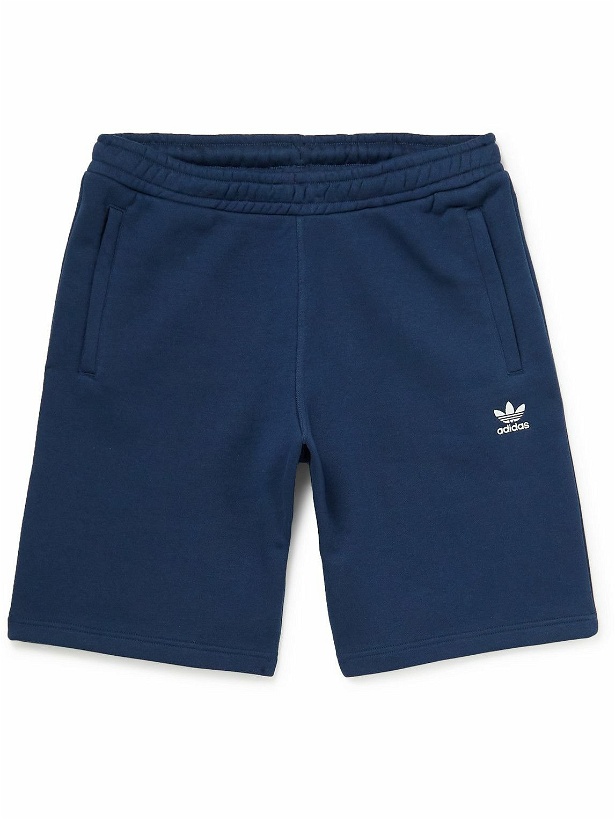 Photo: adidas Originals - Straight-Leg Logo-Embroidered Cotton-Blend Jersey Shorts - Blue