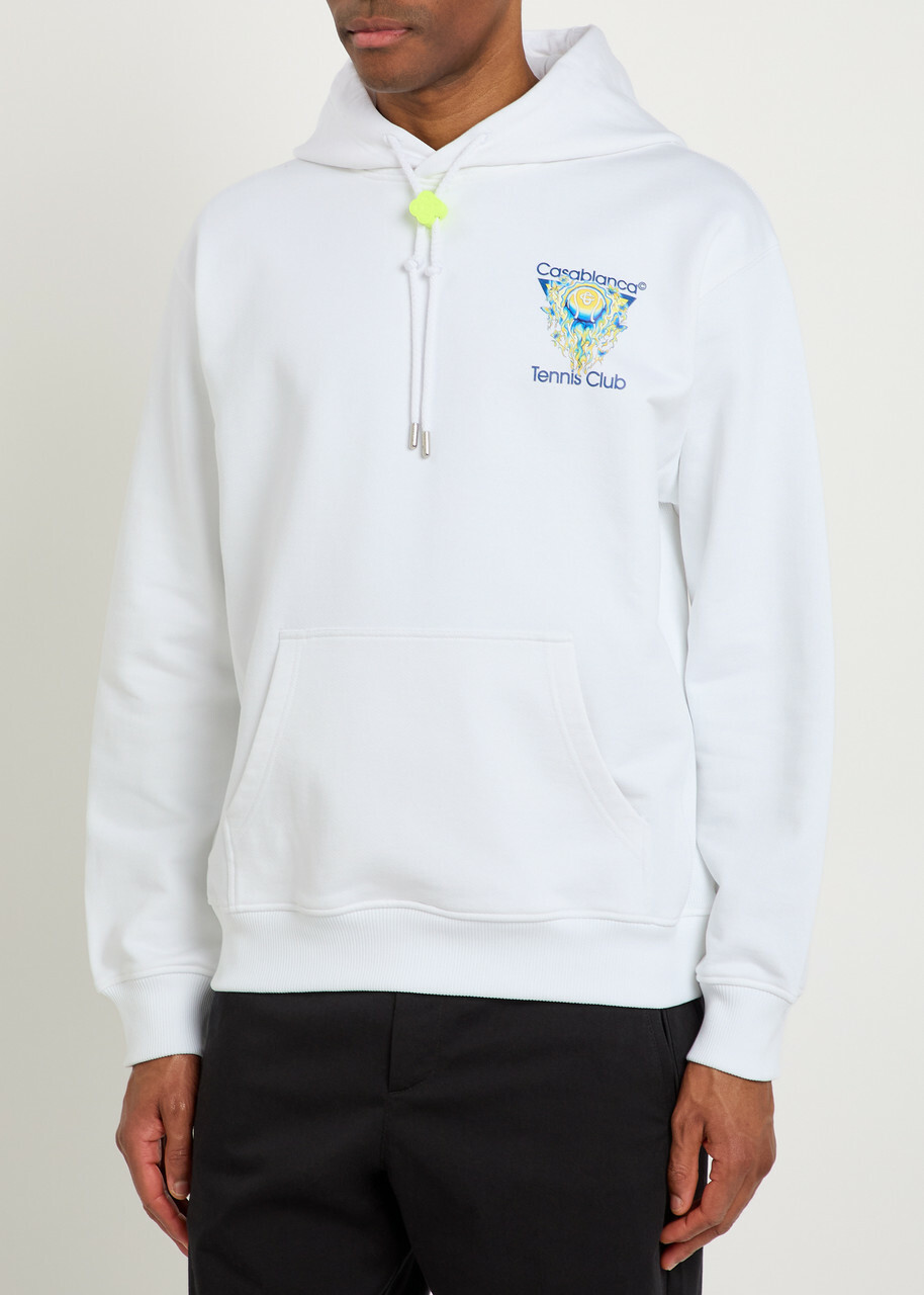 Casablanca Tennis Club Logo-print Hooded Cotton Sweatshirt Off White