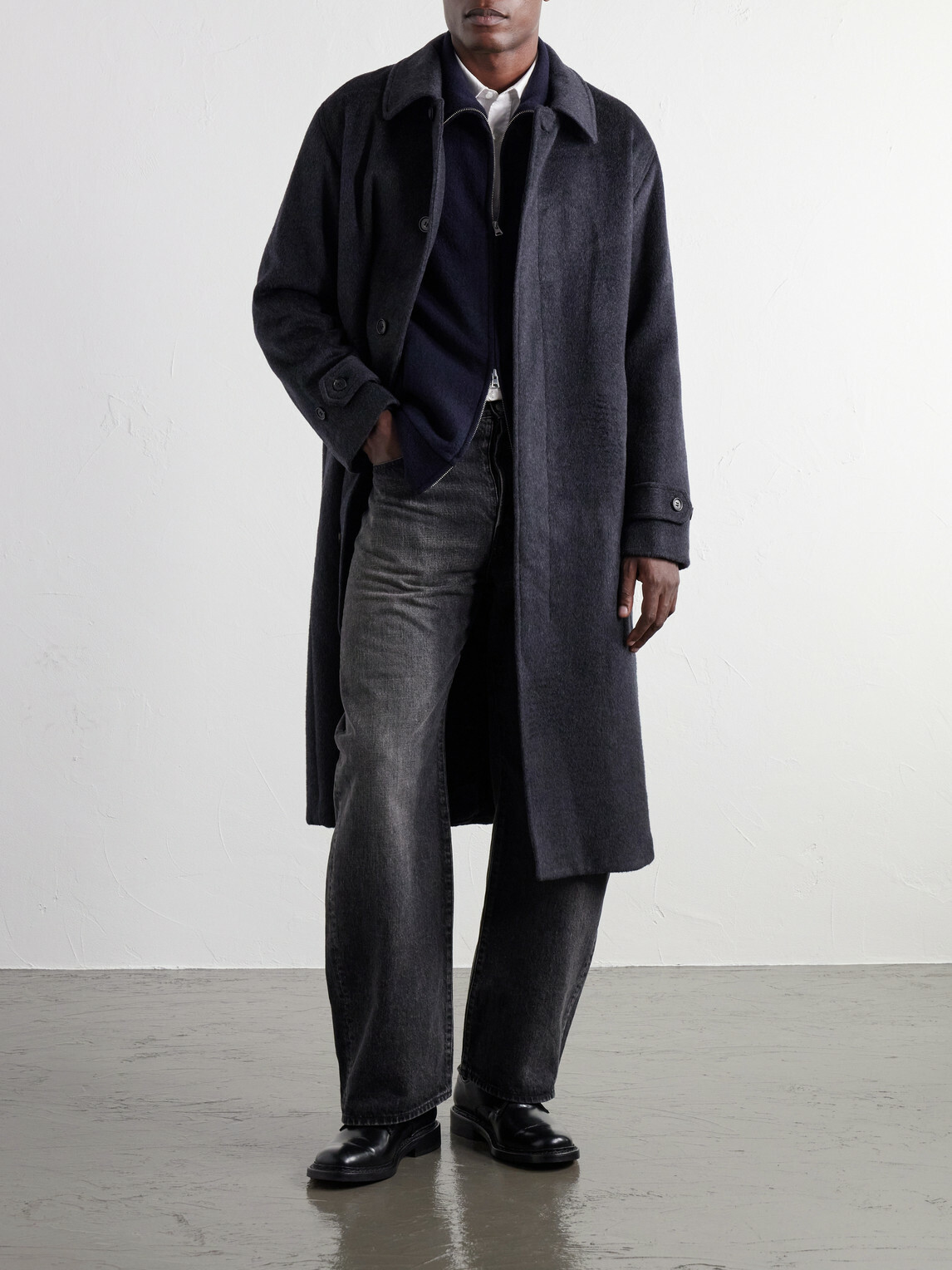 NN07 - Gibson 80040 Brushed Wool-Blend Flannel Coat - Gray