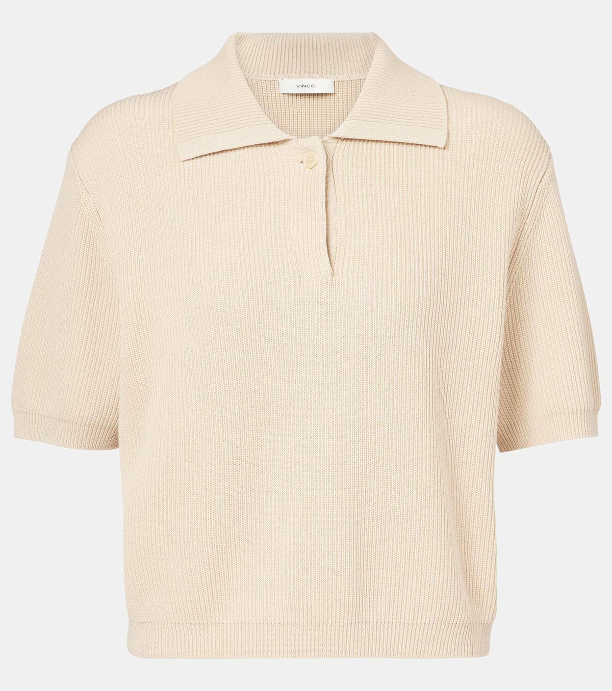 Vince Ribbed-knit silk and cotton polo shirt
