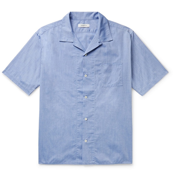 Photo: nonnative - Camp-Collar COOLMAX Cotton-Blend Chambray Shirt - Blue