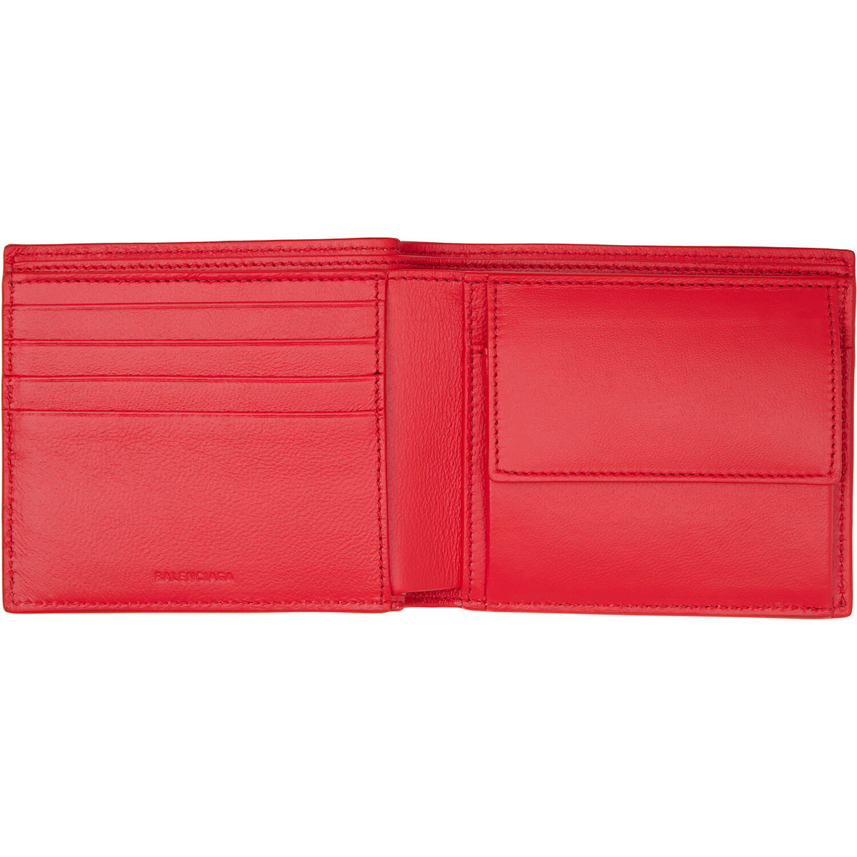Balenciaga Red Cash Square Folded Coin Wallet