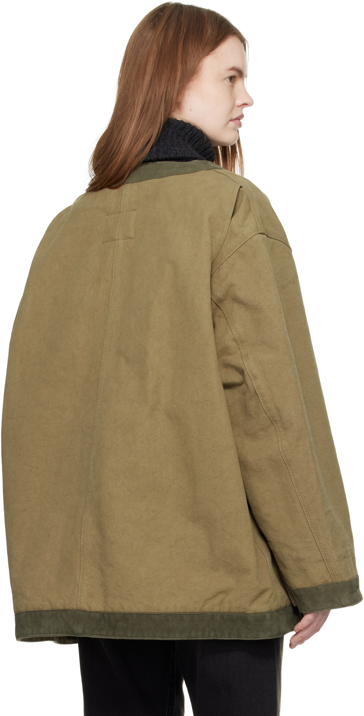 R13 Khaki Cord Trimmed Chore Jacket