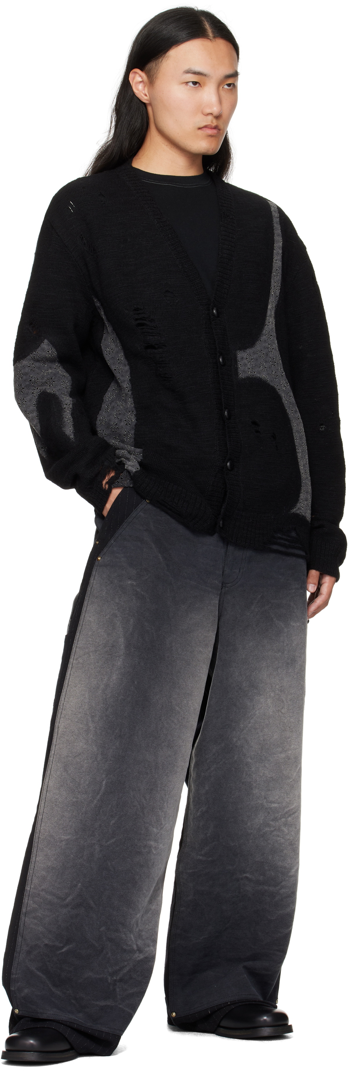 Khoki Black Needle Punched Cardigan