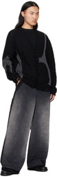 Khoki Black Needle Punched Cardigan