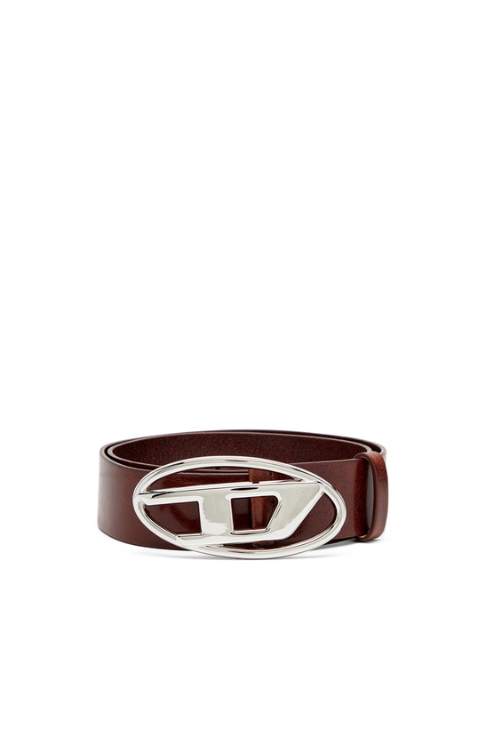 Photo: Diesel 3.9cm leather belt with shiny Oval D logo buckle - Belts Womens in Brown