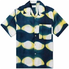 Universal Works Men's Tie Dye Camp Shirt in Navy/Yellow