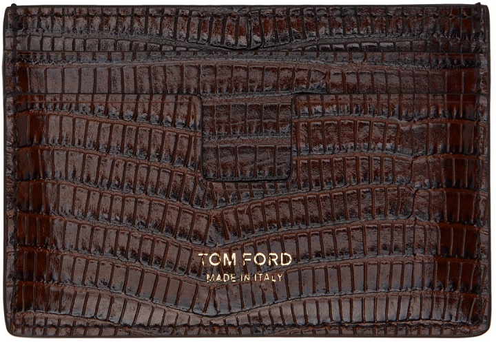 Photo: TOM FORD Brown Croc-Embossed Card Holder