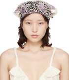 Anna Sui Purple & Off-White Medallion Floral Lace Headscarf