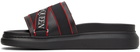 Alexander McQueen Black Logo Strap Slides