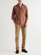 Drake's - Checked Cotton-Blend Twill Shirt - Red