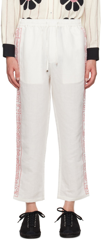 Photo: HARAGO Off-White Embroidered Trousers