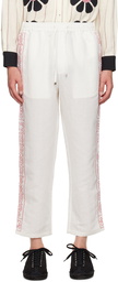 HARAGO Off-White Embroidered Trousers