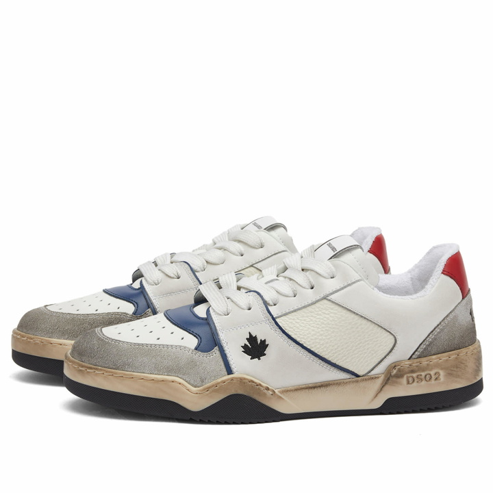 Photo: Dsquared2 Men's Spiker Sneakers in White/Blue/Red