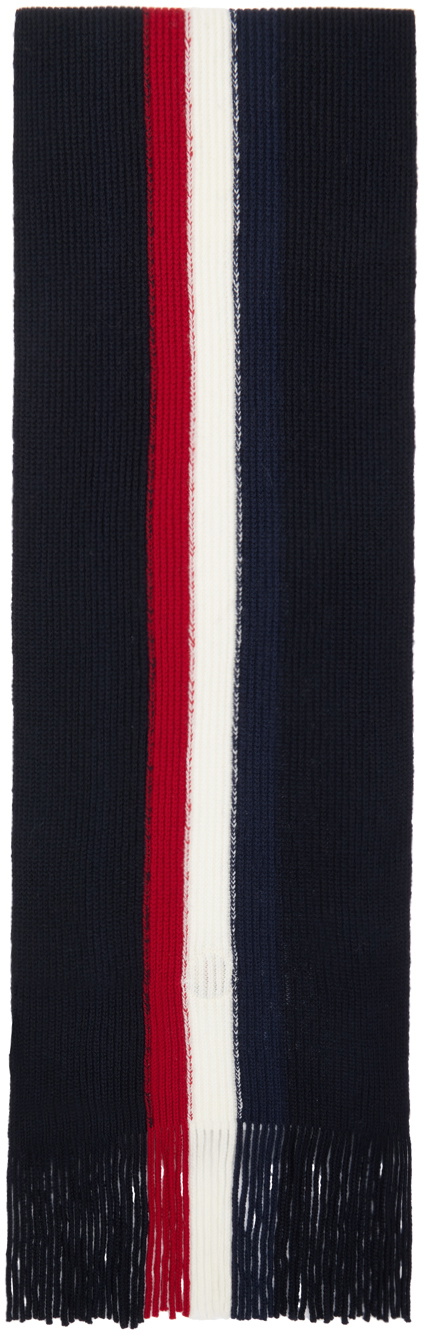 Moncler Navy Tricolor Wool Scarf