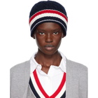 Thom Browne Navy Cable & Rib Merino Wool RWB Stripe Beanie