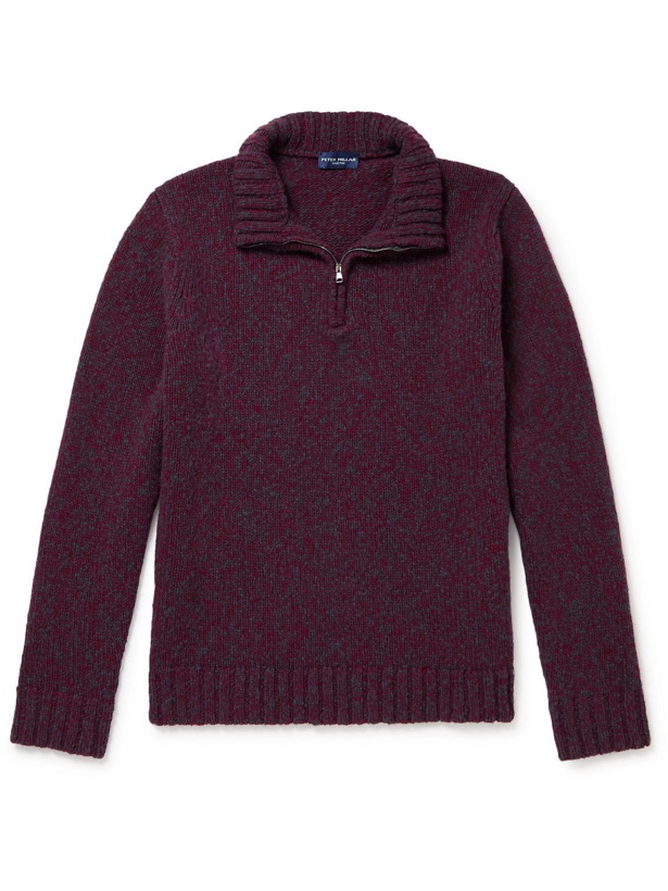 Photo: Peter Millar - Wool and Cashmere-Blend Half-Zip Sweater - Burgundy