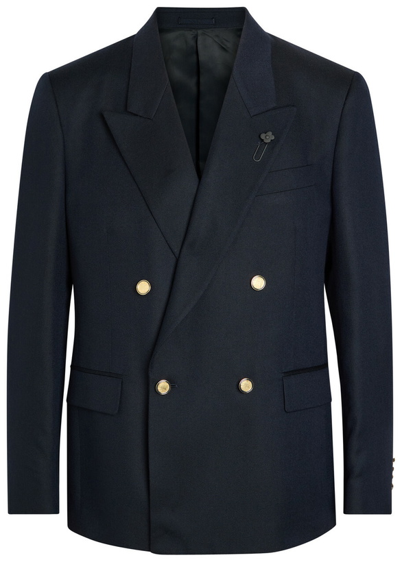 Photo: Lardini Double-breasted Cashmere and Wool-blend Blazer Navy