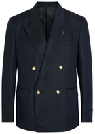 Lardini Double-breasted Cashmere and Wool-blend Blazer Navy