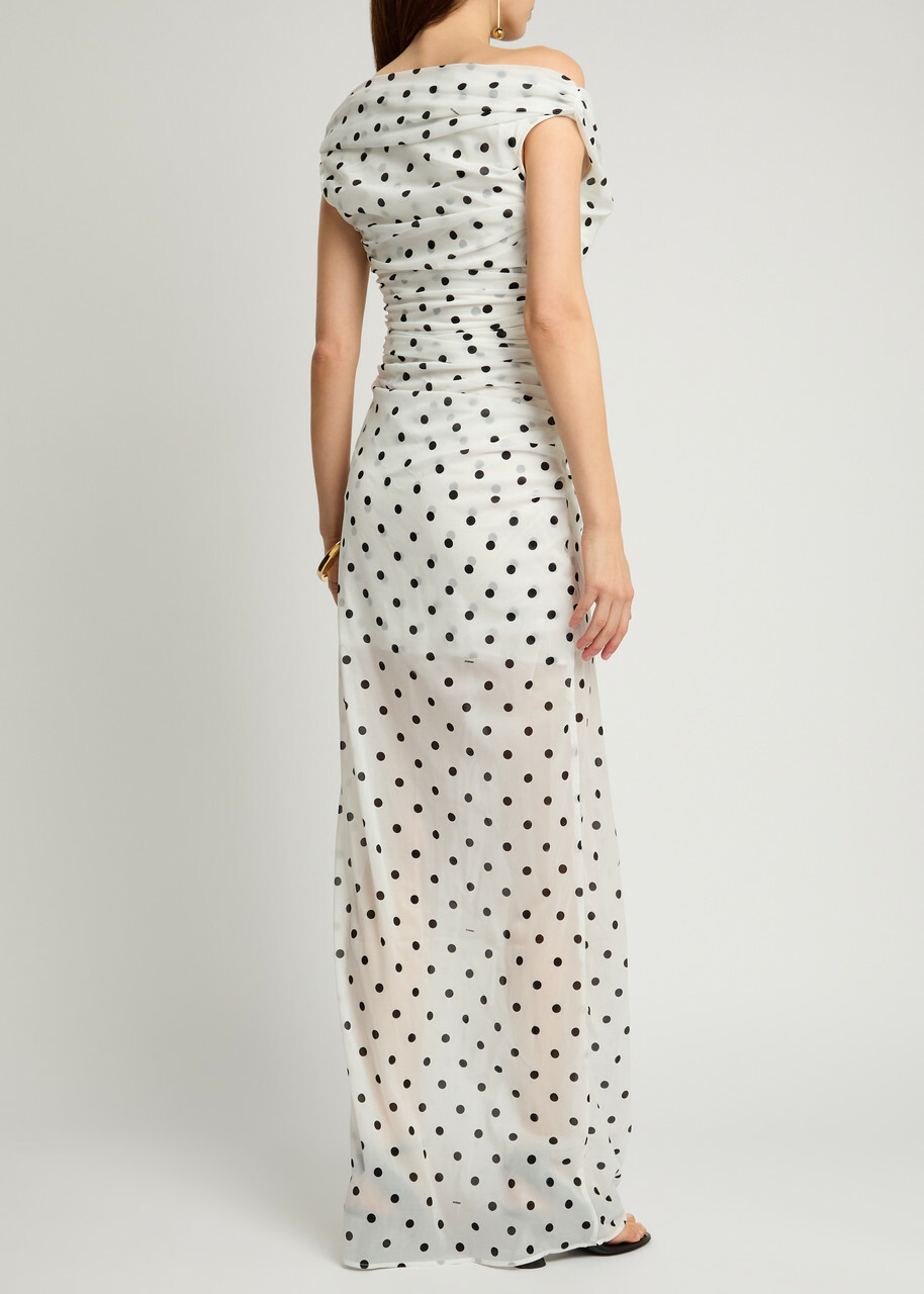 Jacquemus La Robe Rita Polka dot Jersey Maxi Dress White And Black Jacquemus