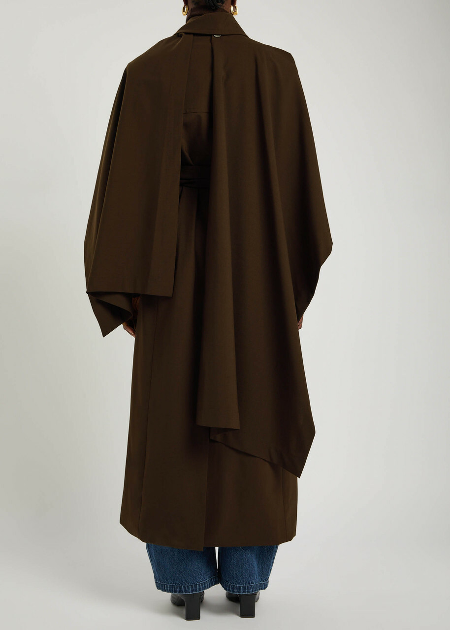 Esse Studios Onus Cape-effect Woven Trench Coat Brown