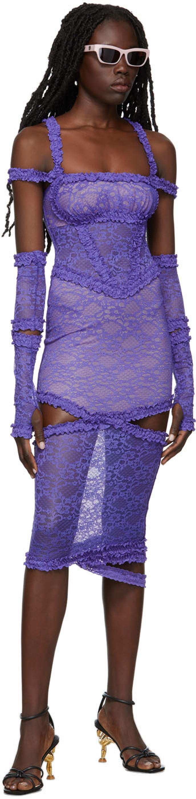 Nodress Purple Lace Frilled Mesh Dress Nodress