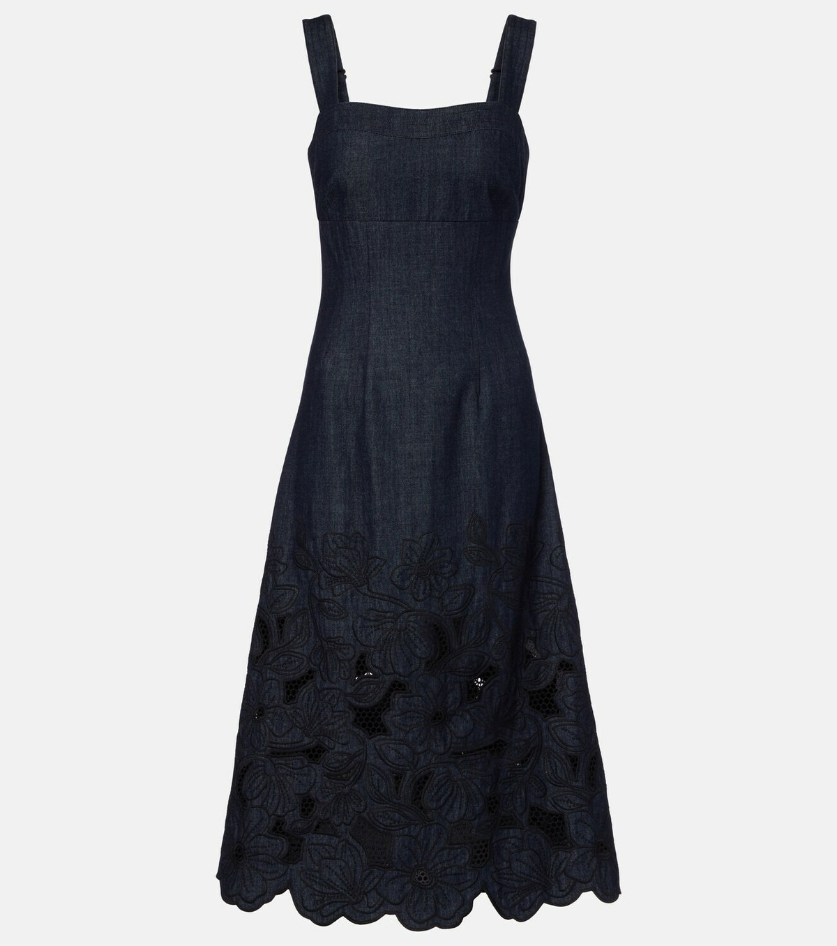 Veronica Beard Rosaura floral denim midi dress