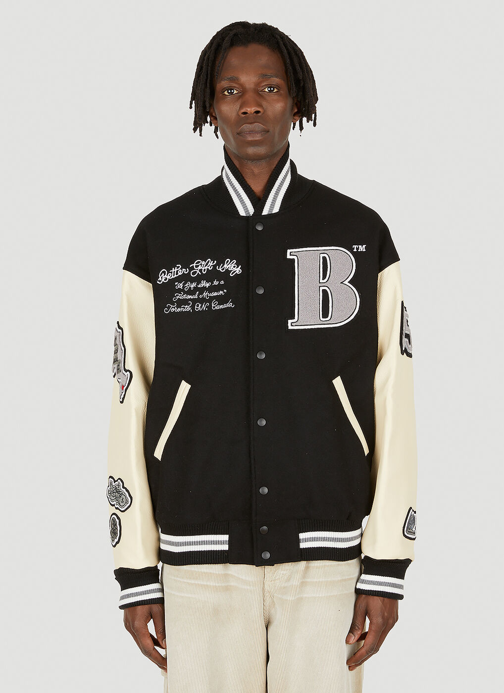 Gallery and Gift Shop Roots Varsity Jacket in Black Better Gift Shop