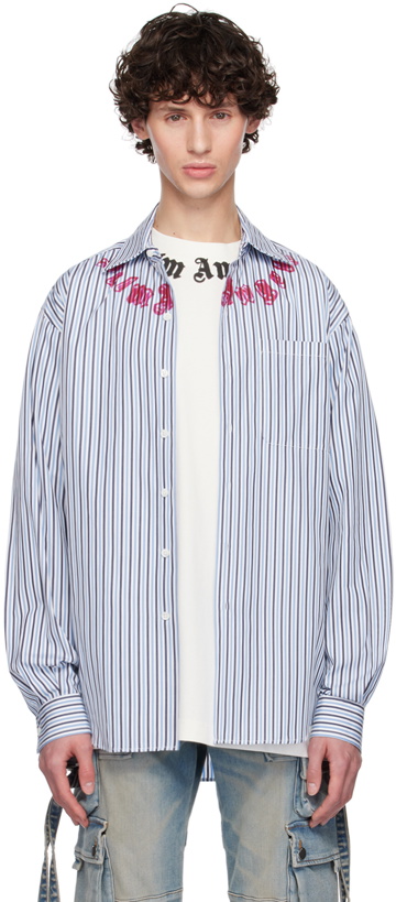 Photo: Palm Angels Blue Striped Shirt