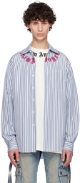 Palm Angels Blue Striped Shirt