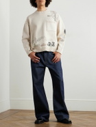 KAPITAL - Distressed Printed Cotton Sweater - Neutrals