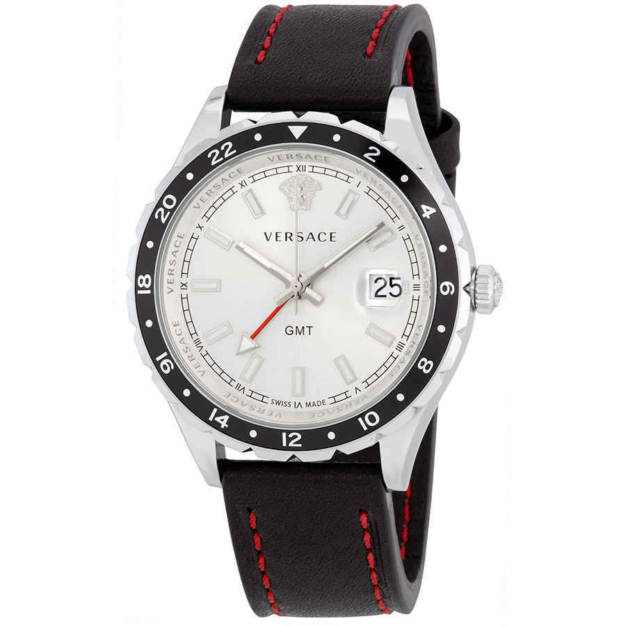 Versace Hellenyium GMT Silver Dial Mens Watch V11070017 Versace