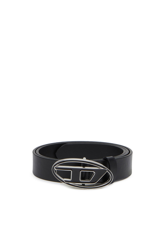 Photo: Diesel 2.4cm leather belt with enamelled Oval D buckle - Belts Womens in Black