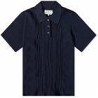 Maison Margiela Men's Knitted Polo Shirt in Navy