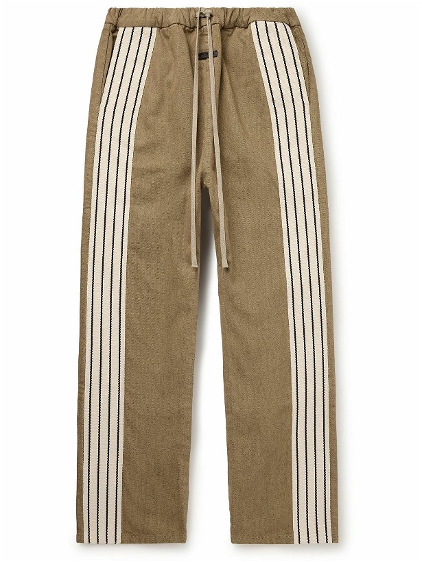 Photo: Fear of God - Forum Straight-Leg Striped Canvas-Trimmed Drawstring Jeans - Brown