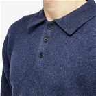 Beams Plus Men's Long Sleeve Knit Polo Shirt in Navy