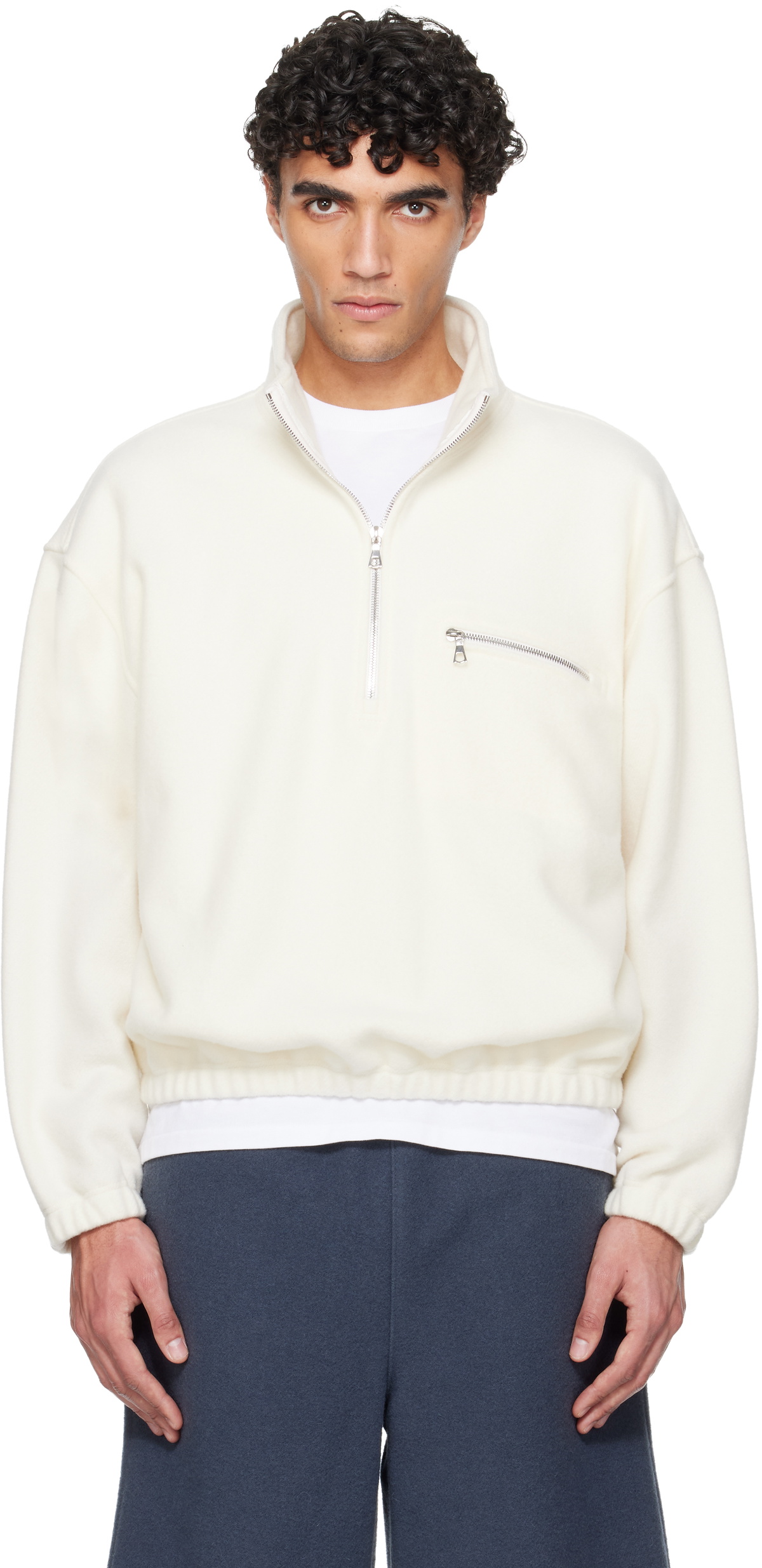 Rier White Fleece Sweater