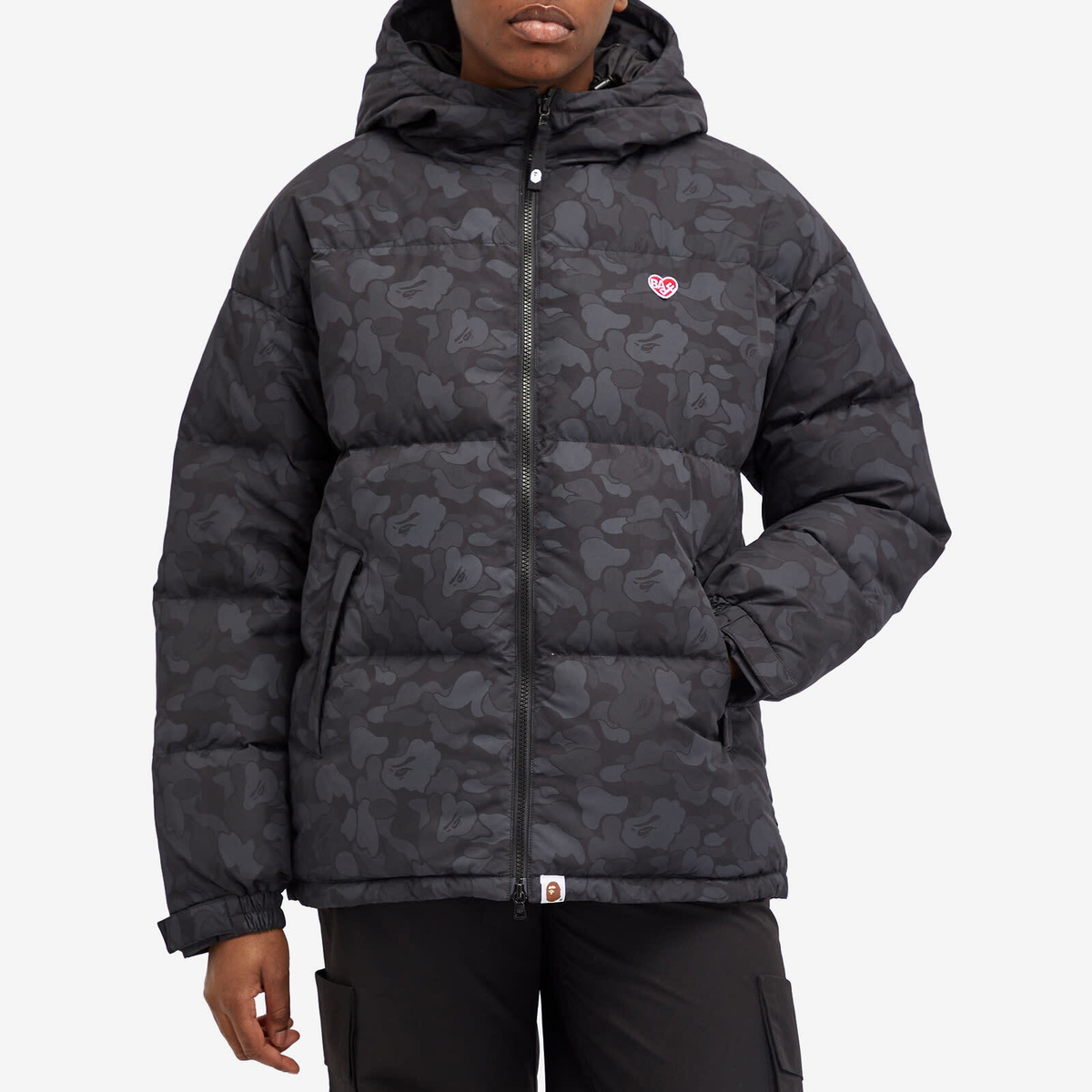 A Bathing Ape Women's Solid Camo Down Jacket in Black 